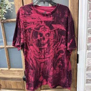 Helix Shirt Men XXL RedBurnout Tee Skull MMA Fighter Mall Punk Faded Y2K
